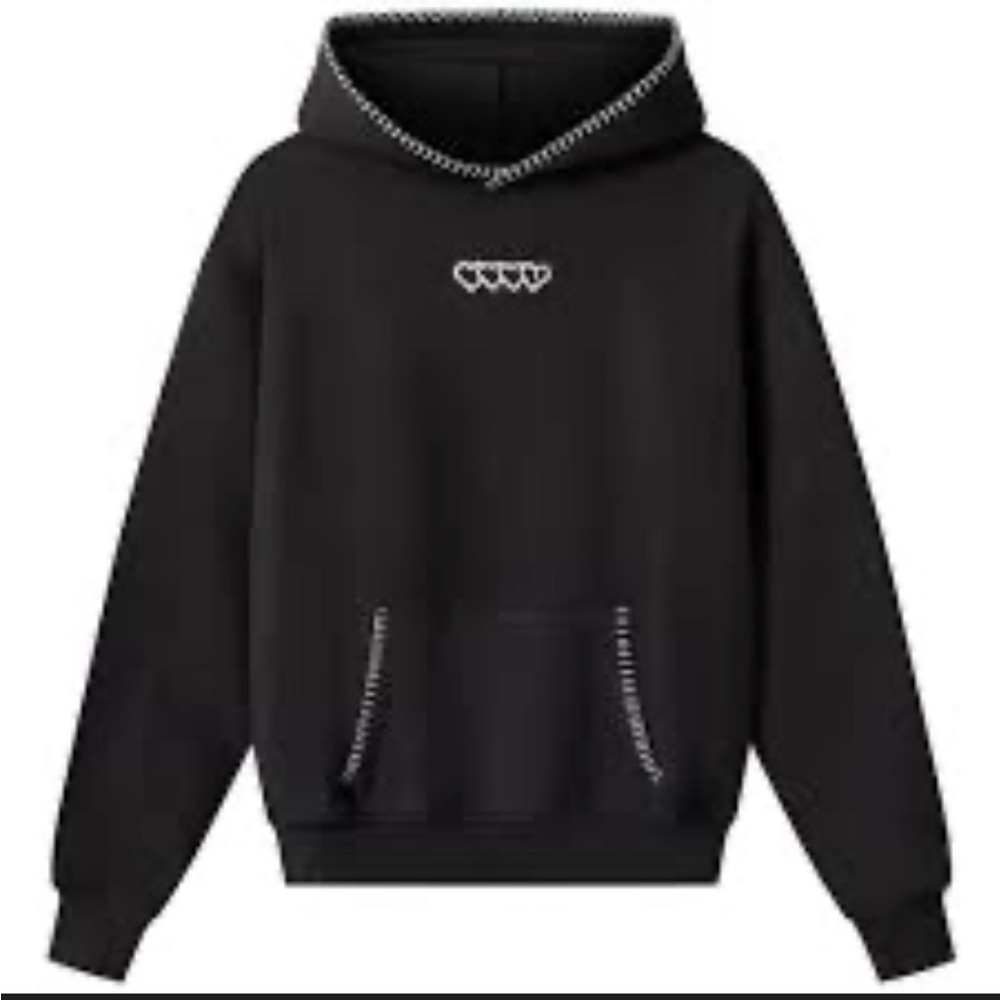 4Hearts Black Hoodie with White Stitching